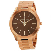  Shop Authentic Michael Kors Slim Runway Brown Dial Rose Gold Stainless Steel Strap Watch for Women - MK3181 - Luxxuri