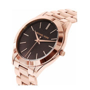  Shop Authentic Michael Kors Slim Runway Brown Dial Rose Gold Stainless Steel Strap Watch for Women - MK3181 - Luxxuri