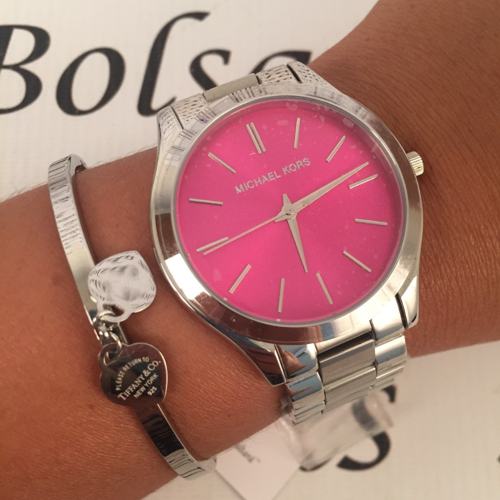  Shop Authentic Michael Kors Slim Runway Quartz Pink Dial Silver Steel Strap Watch For Women - MK3291 - Luxxuri