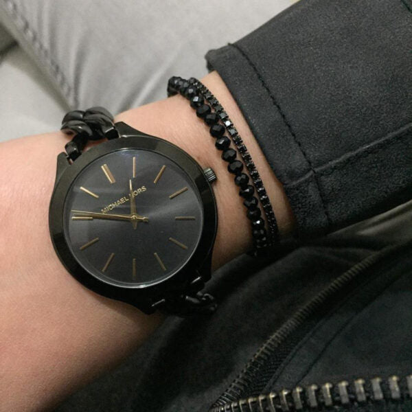  Shop Authentic Michael Kors Slim Runway Black Dial Black Steel Strap Watch for Women - MK3317 - Luxxuri
