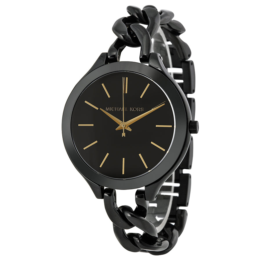  Shop Authentic Michael Kors Slim Runway Black Dial Black Steel Strap Watch for Women - MK3317 - Luxxuri