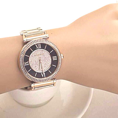  Shop Authentic Michael Kors Catlin Black Dial Rose Gold Steel Strap Watch for Women - MK3339 - Luxxuri