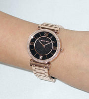  Shop Authentic Michael Kors Catlin Black Diamonds Dial Rose Gold Steel Strap Watch for Women - MK3356 - Luxxuri