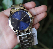  Shop Authentic Michael Kors Slim Runway Quartz Blue Dial Silver Steel Strap Watch For Women - MK3379 - Luxxuri