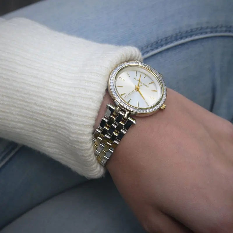 Shop Authentic Michael Kors Darci Silver Dial Two Tone Steel Strap Watch for Women - MK3405 - Luxxuri