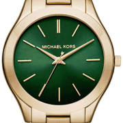  Shop Authentic Michael Kors Slim Runway Green Dial Gold Steel Strap Watch for Women - MK3435 - Luxxuri