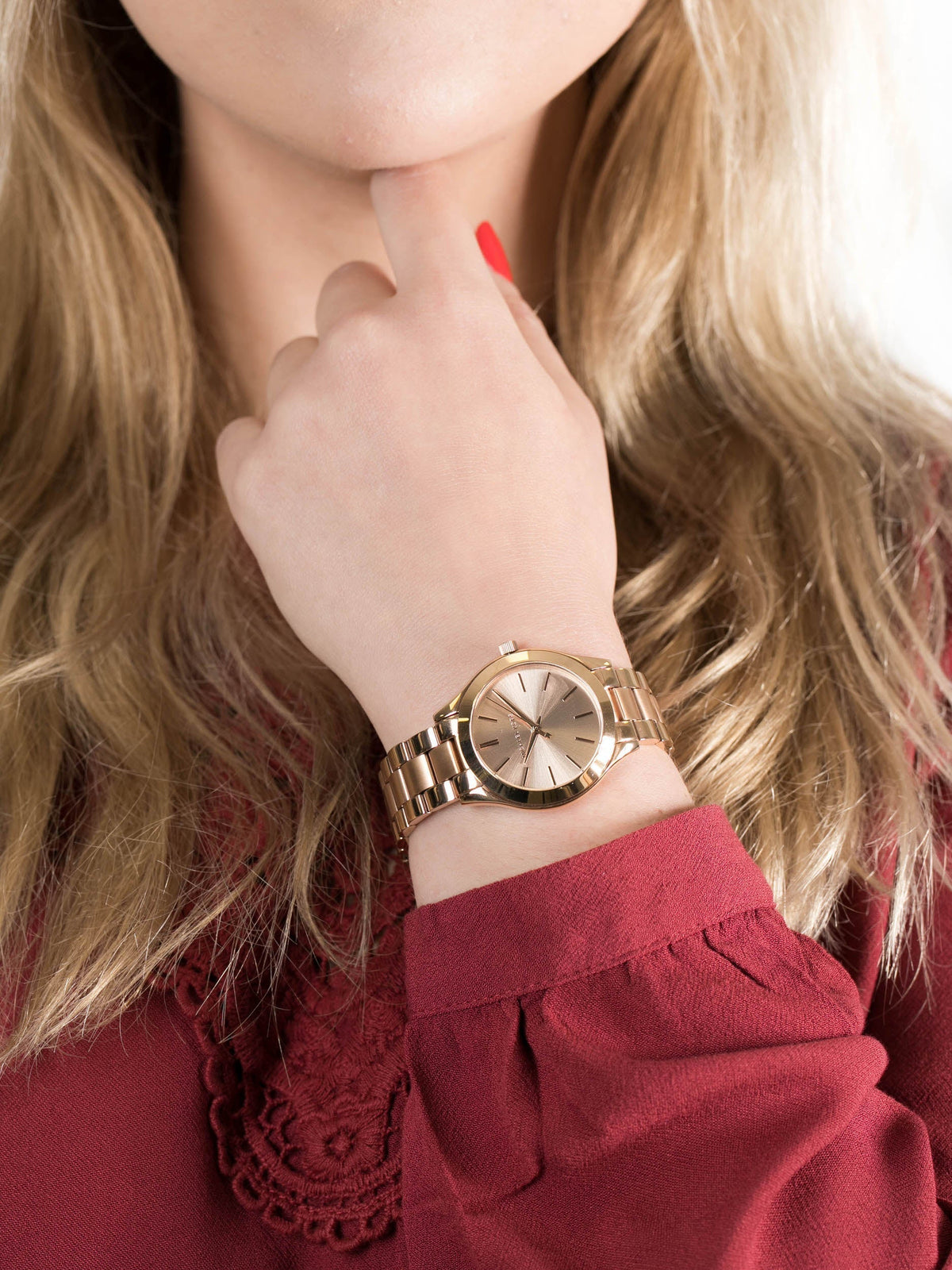  Shop Authentic Michael Kors Slim Runway Rose Gold Dial Rose Gold Steel Strap Watch for Women - MK3513 - Luxxuri