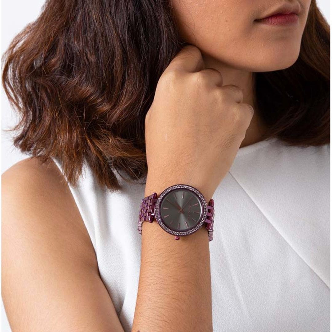  Shop Authentic Michael Kors Darci Black Dial Purple Steel Strap Watch for Women - MK3554 - Luxxuri