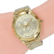  Shop Authentic Michael Kors Slim Runway Gold Dial Gold Steel Strap Watch for Women - MK3590 - Luxxuri