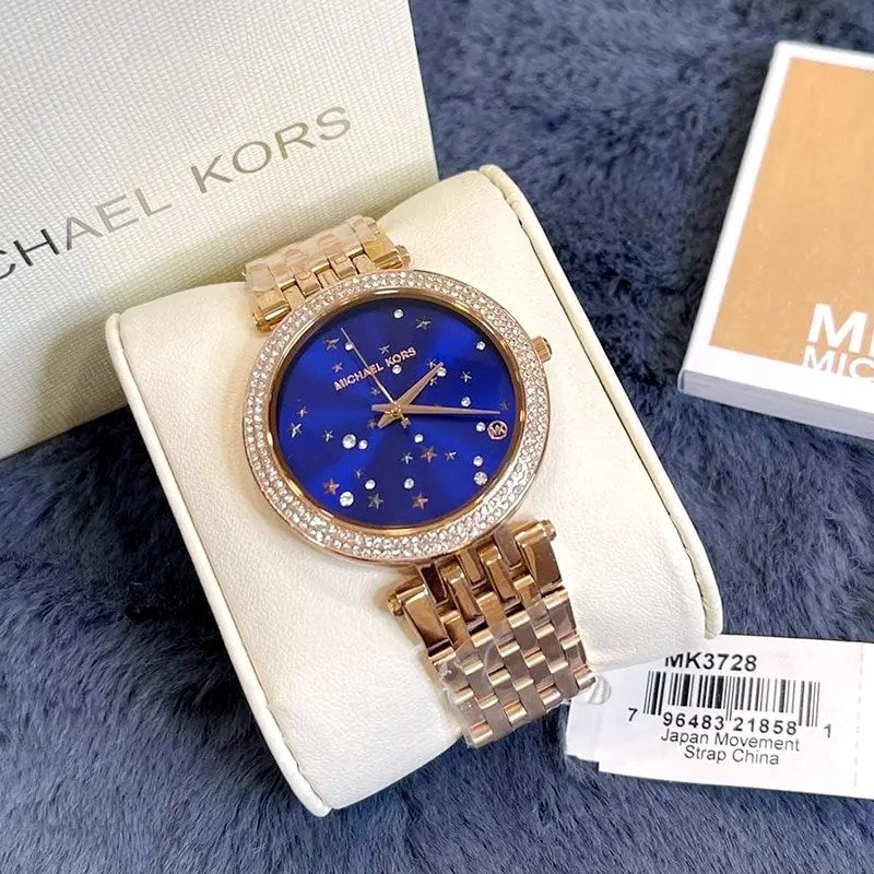  Shop Authentic Michael Kors Darci Blue Dial Rose Gold Steel Strap Watch for Women - MK3728 - Luxxuri