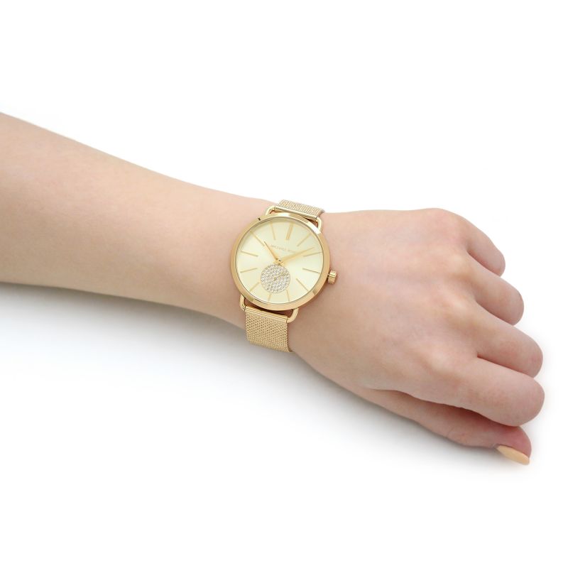  Shop Authentic Michael Kors Portia Gold Dial Gold Mesh Bracelet Watch for Women - MK3844 - Luxxuri