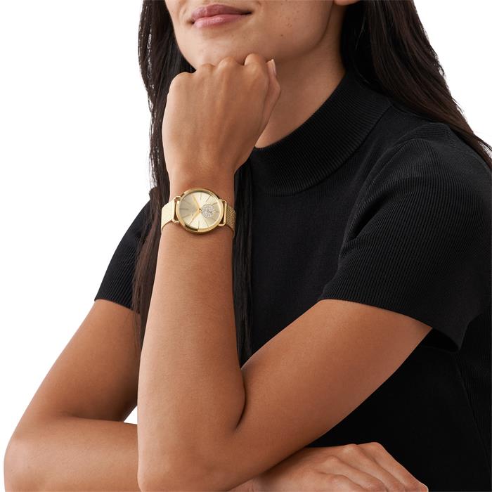  Shop Authentic Michael Kors Portia Gold Dial Gold Mesh Bracelet Watch for Women - MK3844 - Luxxuri