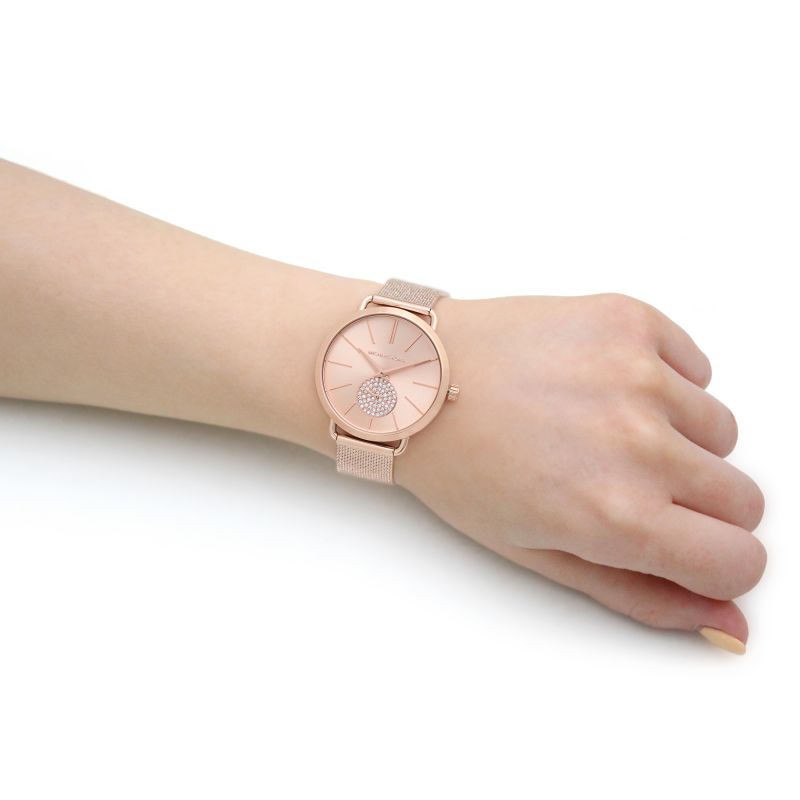  Shop Authentic Michael Kors Portia Rose Gold Dial Rose Gold Mesh Bracelet Watch for Women - MK3845 - Luxxuri