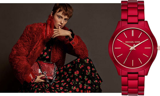  Shop Authentic Michael Kors Slim Runway Red Dial Red Steel Strap Watch For Women - MK3895 - Luxxuri