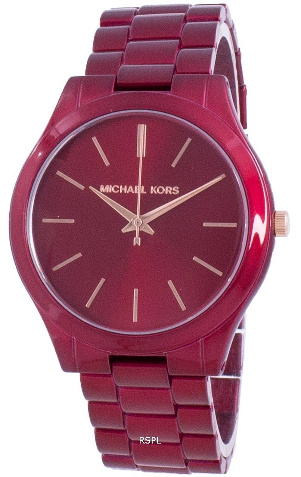  Shop Authentic Michael Kors Slim Runway Red Dial Red Steel Strap Watch For Women - MK3895 - Luxxuri