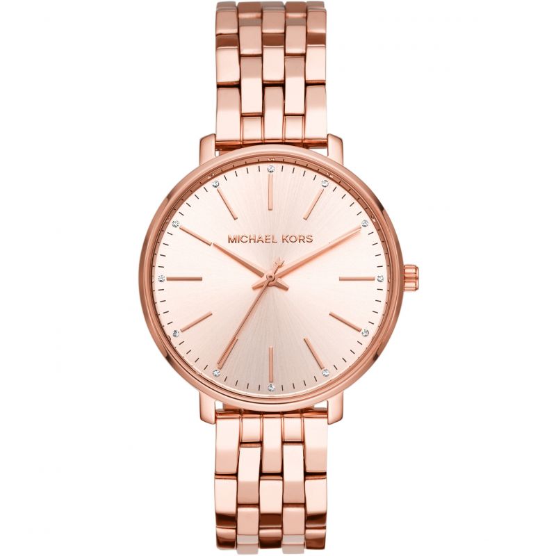  Shop Authentic Michael Kors Pyper Three-Hand Rose Gold Dial Rose Gold Steel Strap Watch For Women - MK3897 - Luxxuri