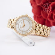  Shop Authentic Michael Kors Lauryn Mother of Pearl White Dial Gold Steel Strap Watch for Women - MK3899 - Luxxuri