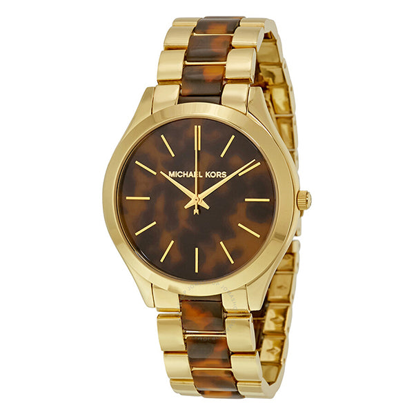  Shop Authentic Michael Kors Slim Runway Tortoise Shell Dial Two Tone Steel Strap Watch for Women - MK4284 - Luxxuri