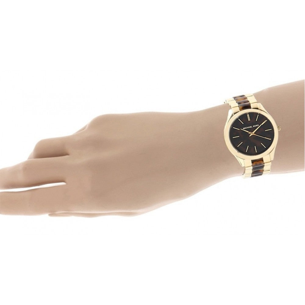  Shop Authentic Michael Kors Slim Runway Tortoise Shell Dial Two Tone Steel Strap Watch for Women - MK4284 - Luxxuri
