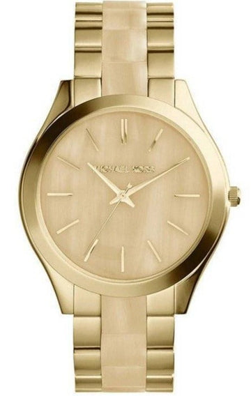 Shop Authentic Michael Kors Slim Runway Gold Dial Two Tone Gold Strap Watch for Women - MK4285 - Luxxuri