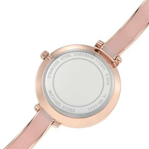  Shop Authentic Michael Kors Jaryn Analog Gold Dial Pink Steel Strap Watch For Women - MK4343 - Luxxuri