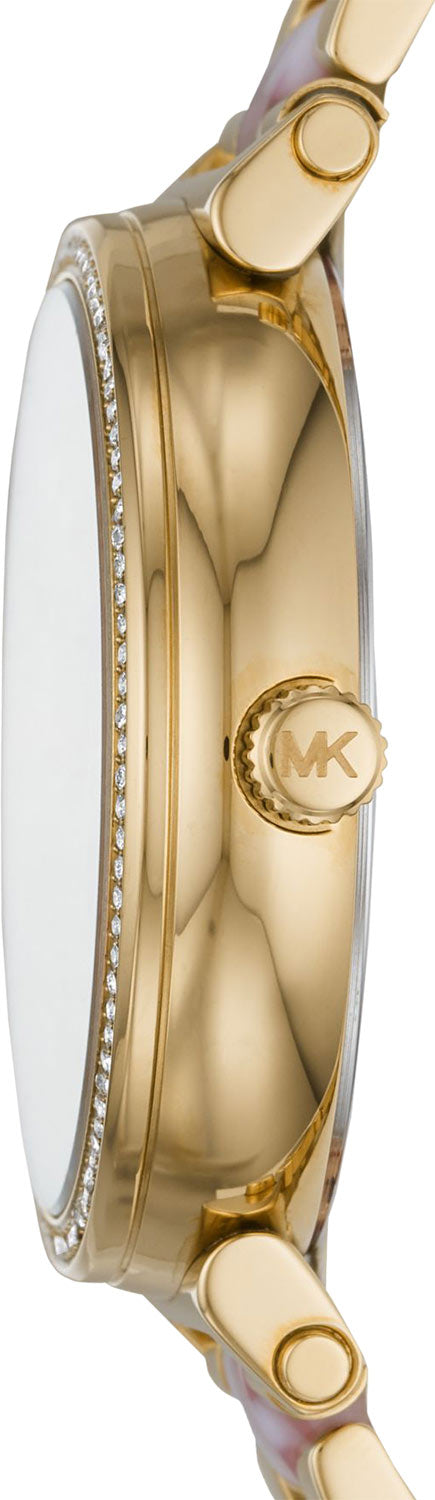  Shop Authentic Michael Kors Sofie Crystals Mother of Pearl Pink Dial Two Tone Steel Strap Watch For Women - MK4344 - Luxxuri
