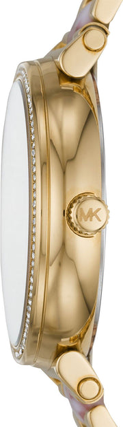  Shop Authentic Michael Kors Sofie Crystals Mother of Pearl Pink Dial Two Tone Steel Strap Watch For Women - MK4344 - Luxxuri