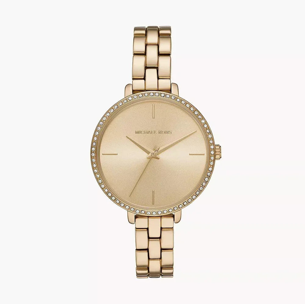  Shop Authentic Michael Kors Charley Three-Hand Quartz Gold Dial Gold Steel Strap Watch for Women - MK4399 - Luxxuri