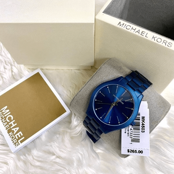  Shop Authentic Michael Kors Slim Runway Quartz Blue Dial Blue Steel Strap Watch For Women - MK4503 - Luxxuri