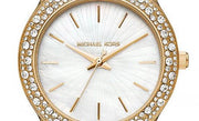  Shop Authentic Michael Kors Liliane Mother of Pearl White Dial Gold Steel Strap Watch For Women - MK4555 - Luxxuri