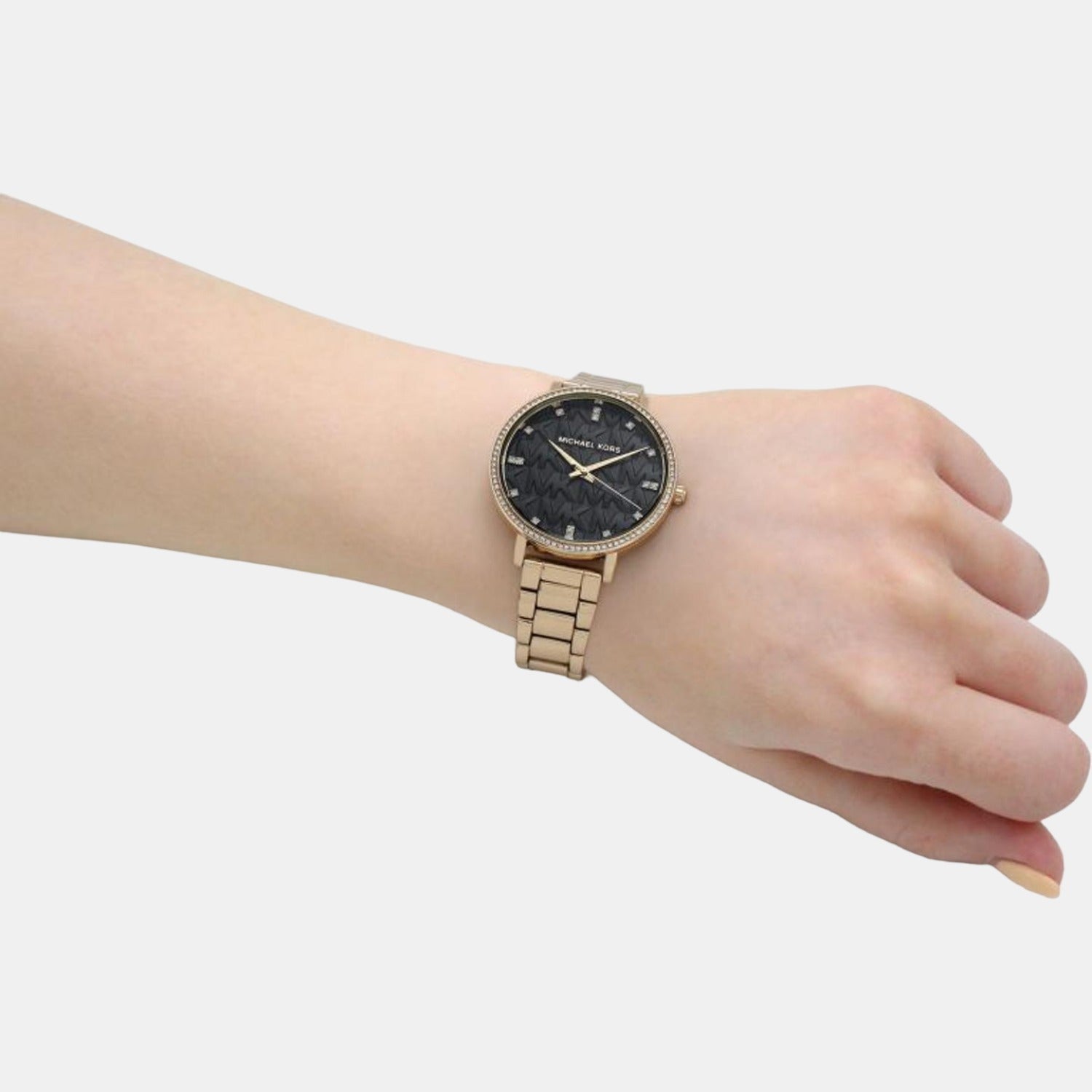  Shop Authentic Michael Kors Pyper Three-Hand Black Dial Gold Steel Strap Watch For Women - MK4593 - Luxxuri
