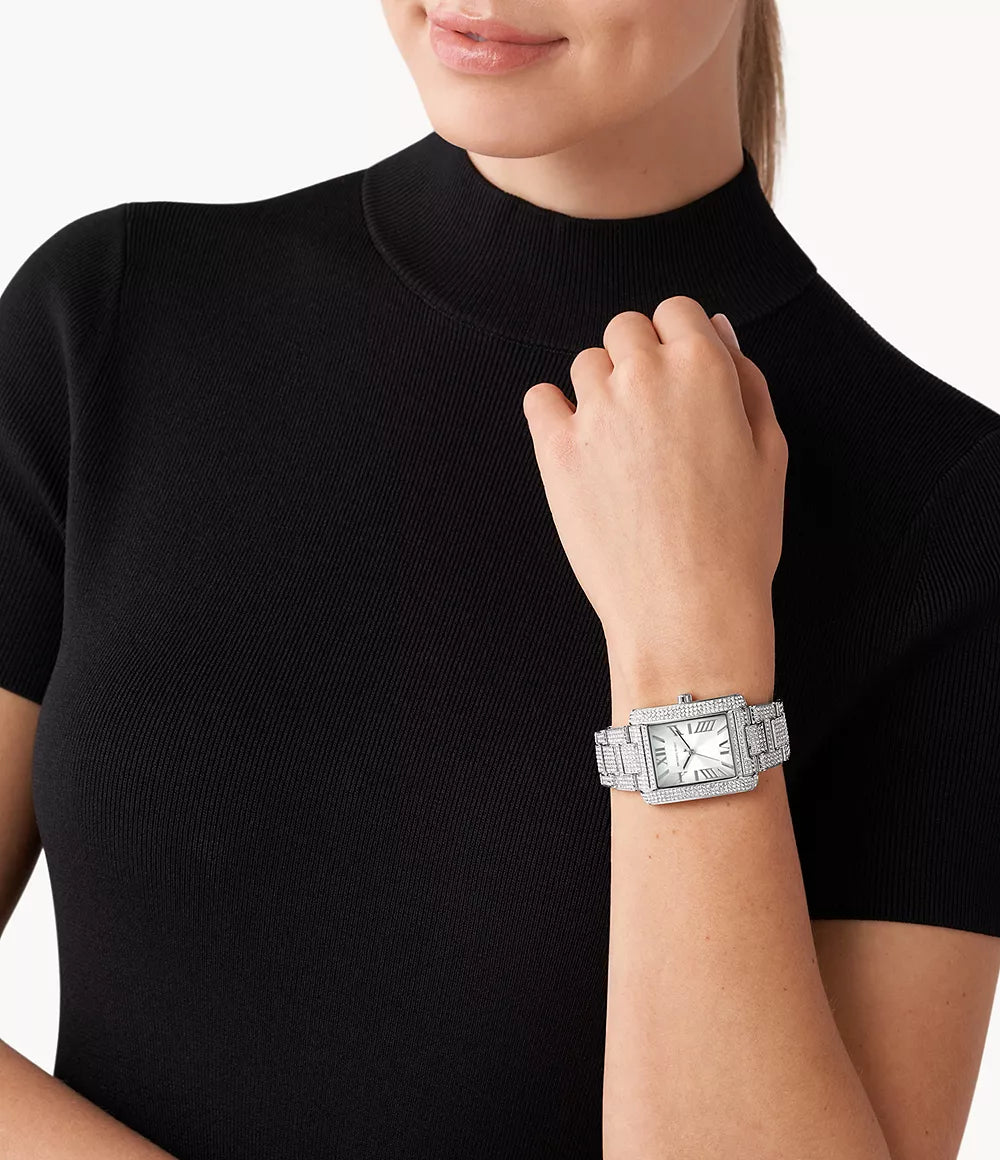  Shop Authentic Michael Kors Emery Analog Crystals Silver Dial Silver Steel Strap Watch for Women - MK4648 - Luxxuri