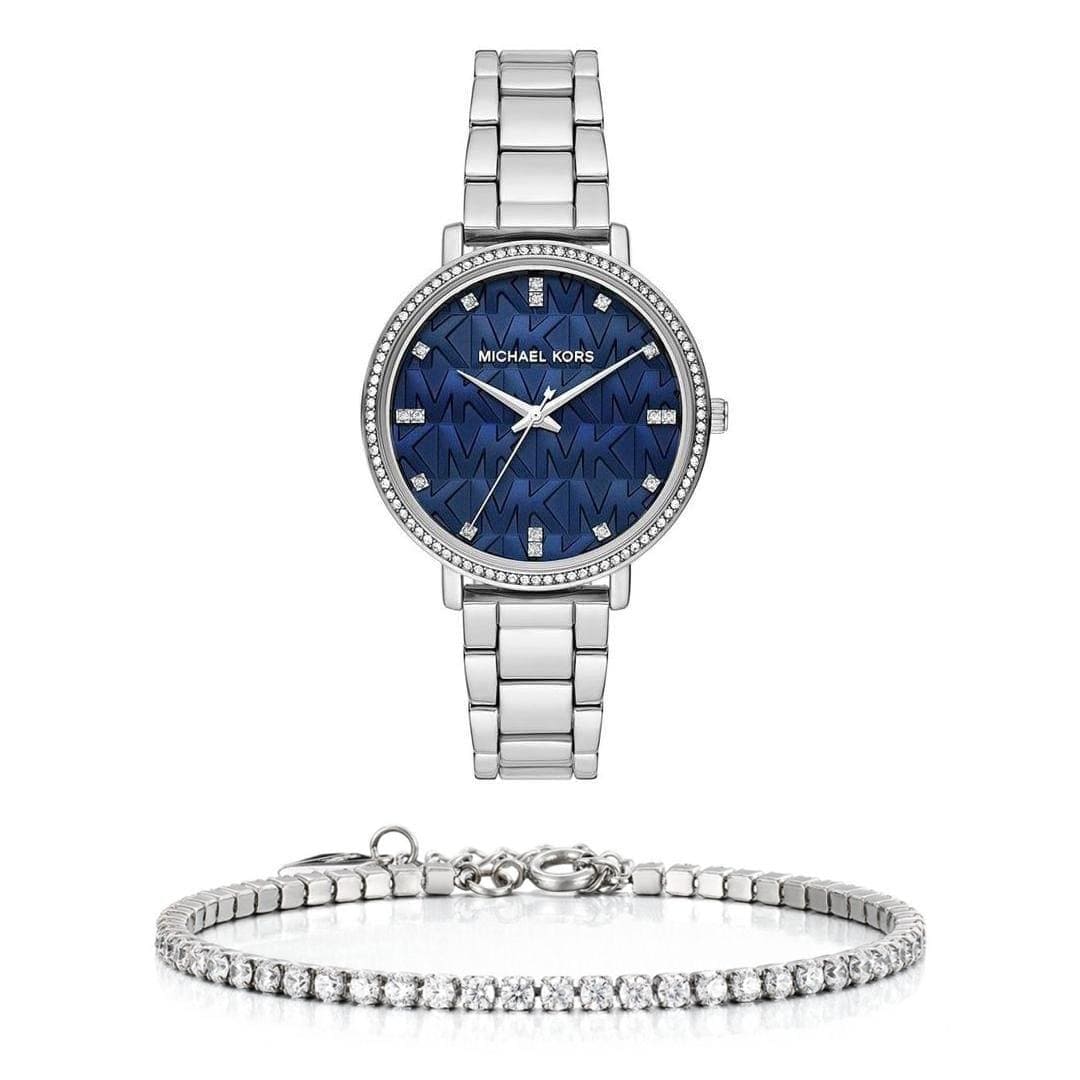  Shop Authentic Michael Kors Pyper Blue Dial Silver Steel Strap Watch For Women - MK4671 - Luxxuri