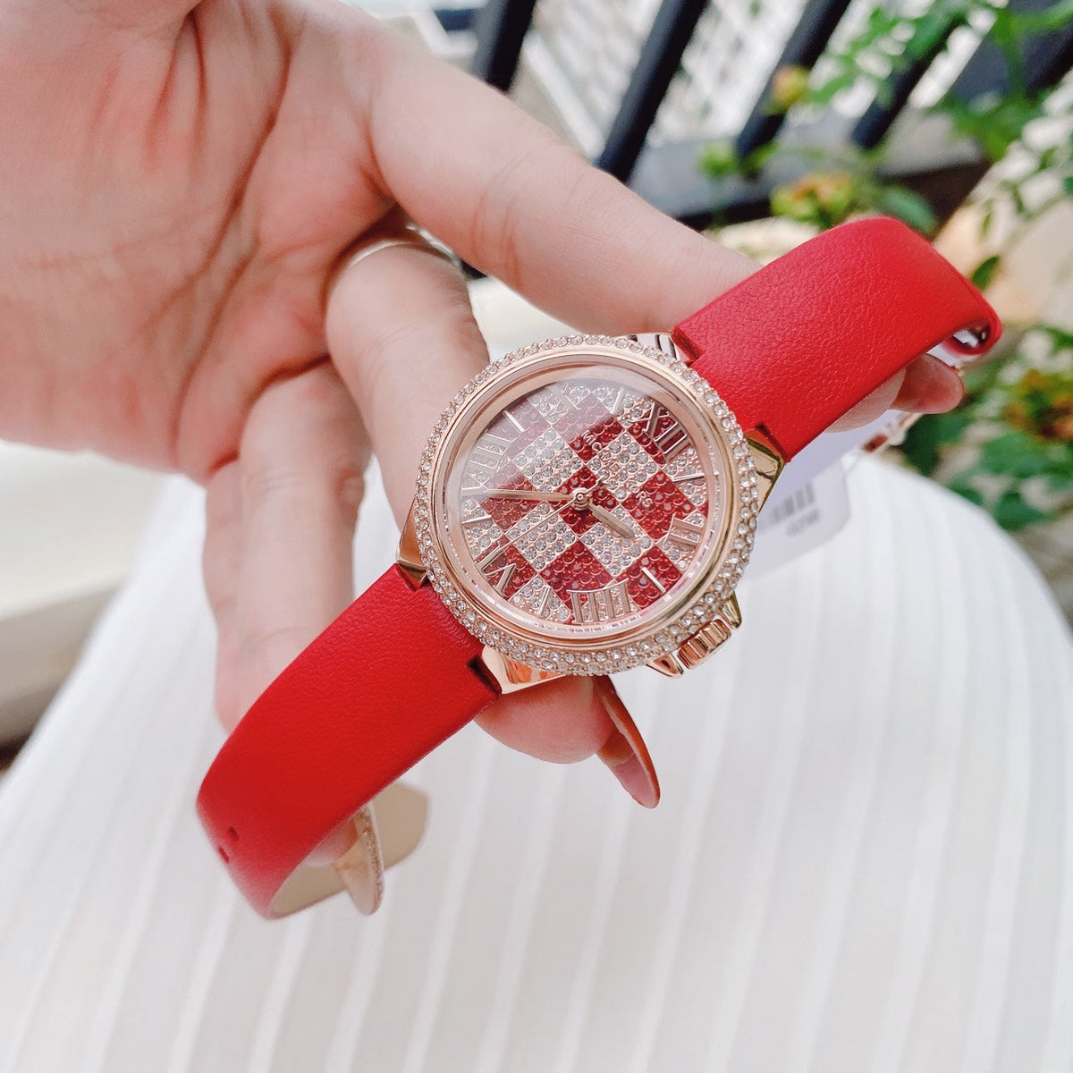  Shop Authentic Michael Kors Camille Three Hand Crystals Rose Gold Dial Red Leather Strap Watch For Women - MK4701 - Luxxuri