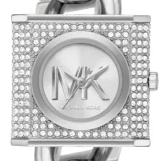  Shop Authentic Michael Kors Chain Lock Pave Silver Dial Silver Steel Strap Watch For Women - MK4718 - Luxxuri