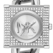 Shop Authentic Michael Kors Chain Lock Pave Silver Dial Silver Steel Strap Watch For Women - MK4718 - Luxxuri