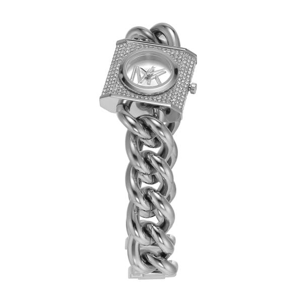  Shop Authentic Michael Kors Chain Lock Pave Silver Dial Silver Steel Strap Watch For Women - MK4718 - Luxxuri