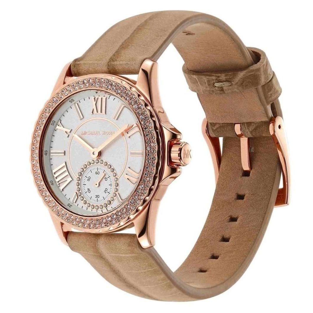  Shop Authentic Michael Kors Mini Everest Crystals White Dial Brown Leather Strap Watch for Women - MK4719 - Luxxuri