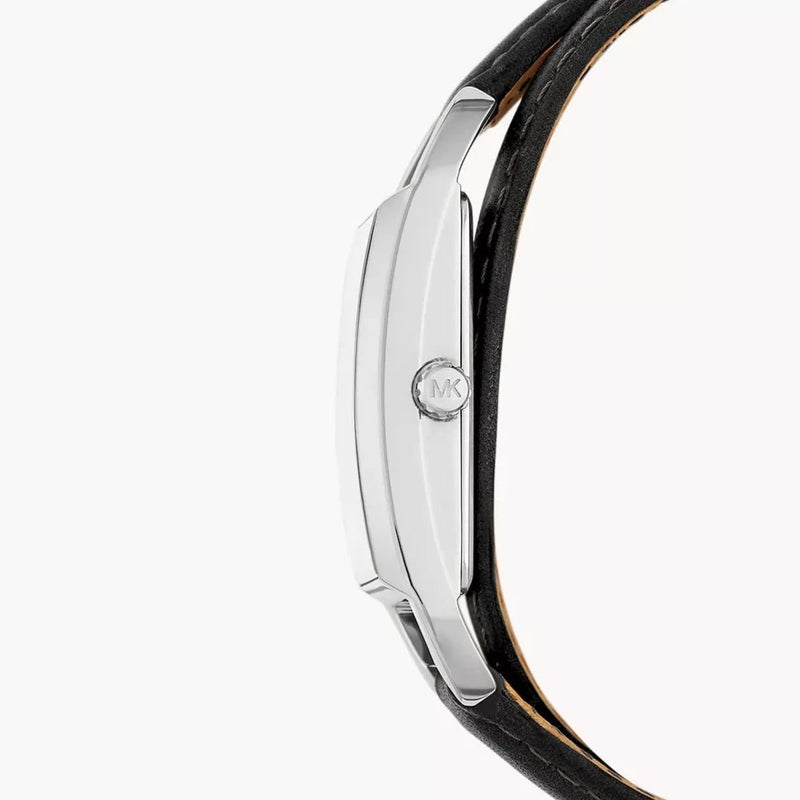  Shop Authentic Michael Kors Empire Three-Hand Silver Dial Black Leather Strap Watch For Women - MK4722 - Luxxuri