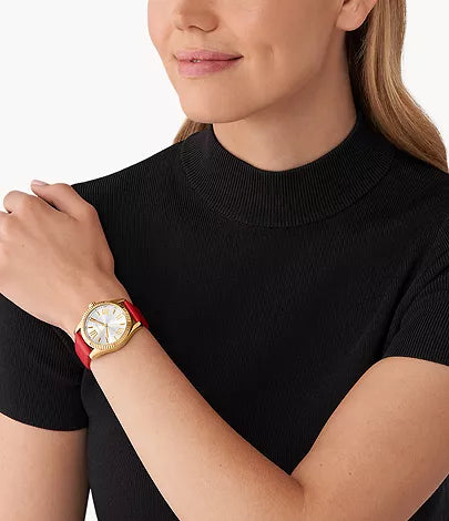  Shop Authentic Michael Kors Lexington Three Hand Red Dial Red Leather Strap Watch For Women - MK4747 - Luxxuri