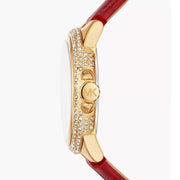  Shop Authentic Michael Kors Camille Three-Hand Red Dial Red Leather Strap Watch for Women - MK4750 - Luxxuri
