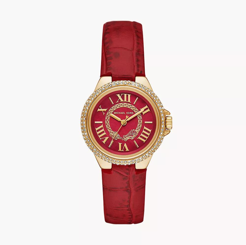 Shop Authentic Michael Kors Camille Three-Hand Red Dial Red Leather Strap Watch for Women - MK4750 - Luxxuri