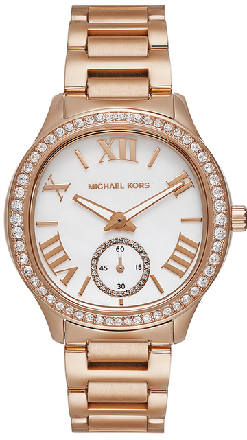  Shop Authentic Michael Kors Sage Three-Hand Mother of Pearl White Dial Rose Gold Steel Strap Watch for Women - MK4806 - Luxxuri