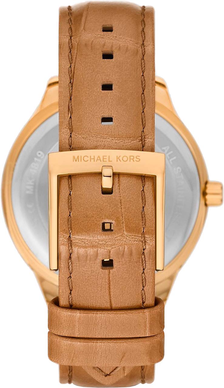  Shop Authentic Michael Kors Sage Three-Hand Mother of Pearl White Dial Brown Leather Strap Watch for Women - MK4819 - Luxxuri