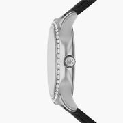  Shop Authentic Michael Kors Sage Three-Hand Mother of Pearl White Dial Black Leather Strap Watch for Women - MK4821 - Luxxuri