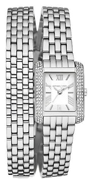  Shop Authentic Michael Kors Emery Pave Double Wrap White Dial Silver Steel Strap Watch for Women - MK4834 - Luxxuri