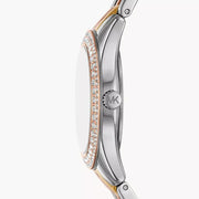  Shop Authentic Michael Kors Harlowe Three-Hand Mother of Pearl White Dial Tri Tone Steel Strap Watch for Women - MK4846 - Luxxuri