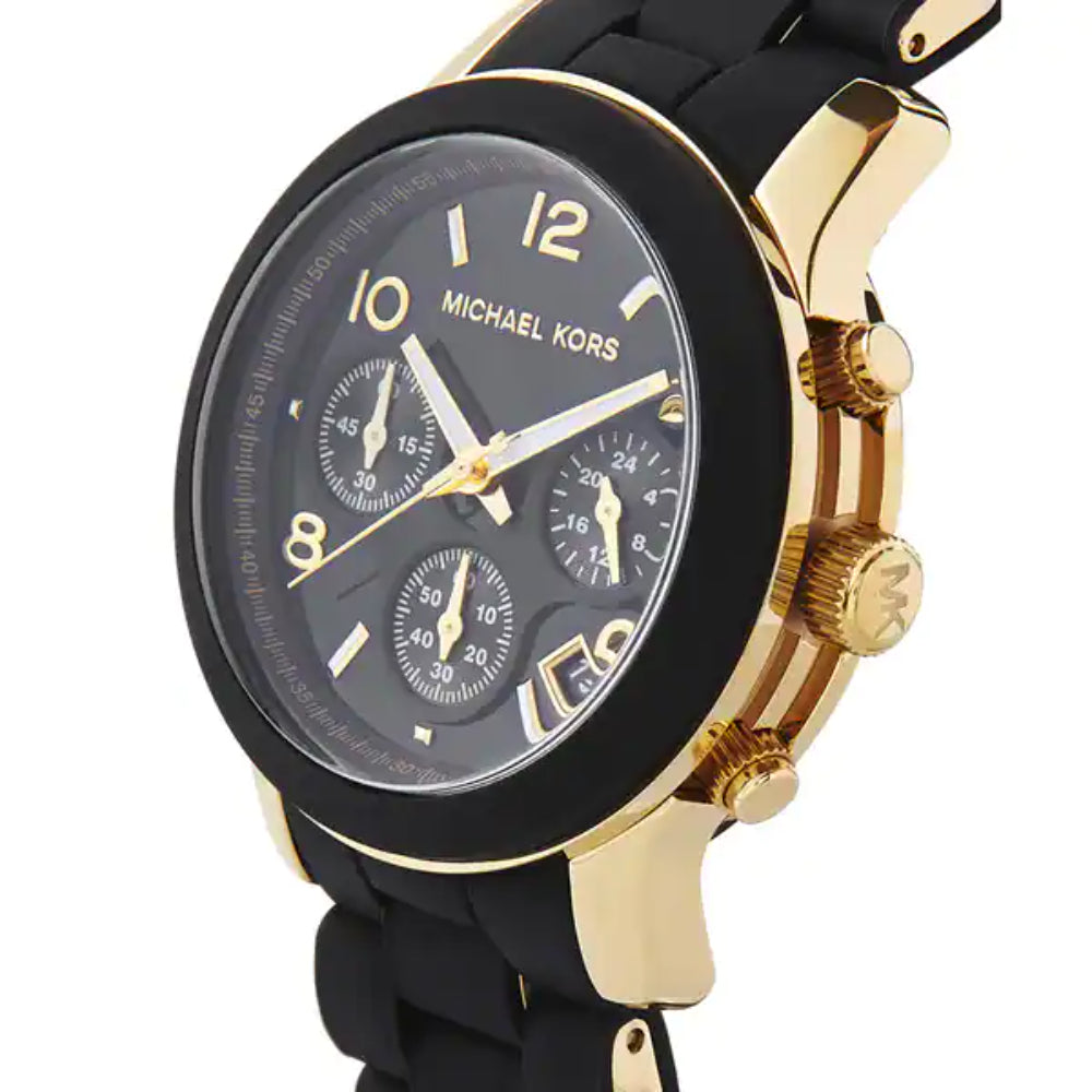  Shop Authentic Michael Kors Runway Black Dial Black Silicone Strap Watch for Women - MK5191 - Luxxuri