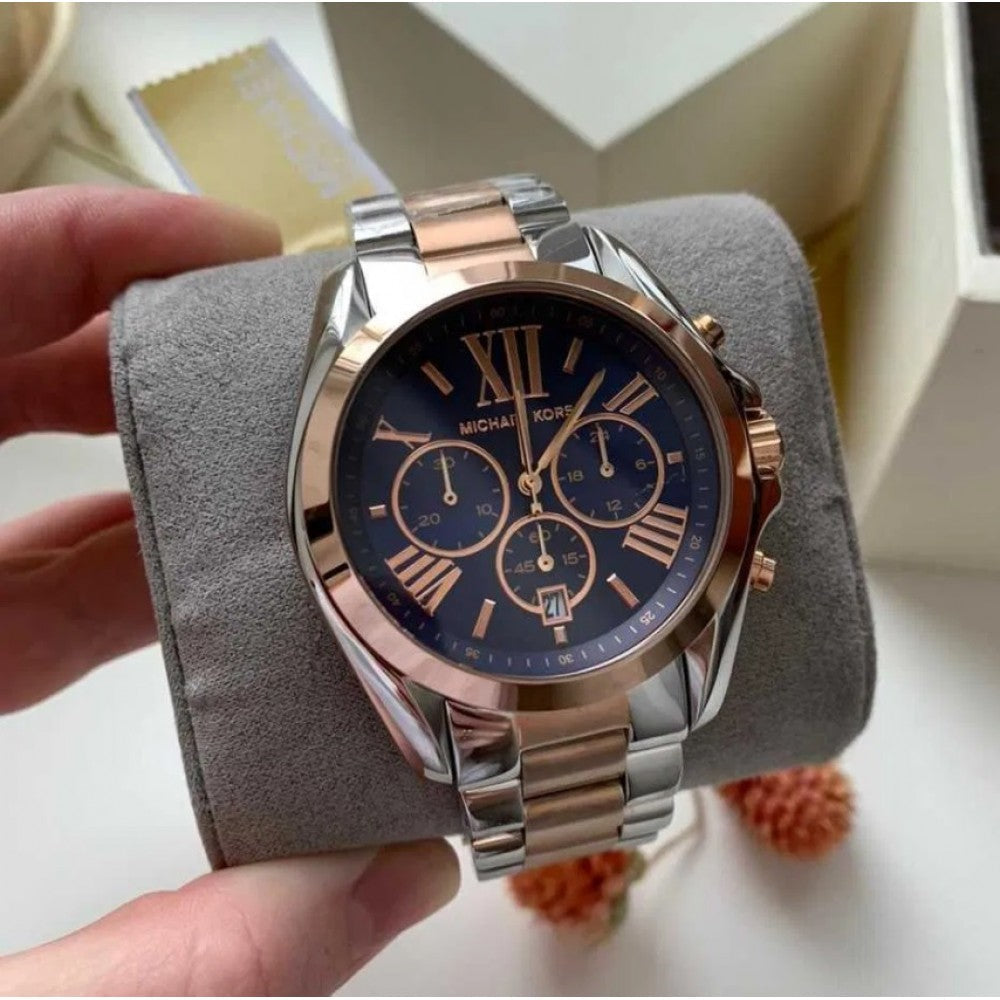  Shop Authentic Michael Kors Bradshaw Blue Dial Two Tone Steel Strap Watch for Women - MK5606 - Luxxuri