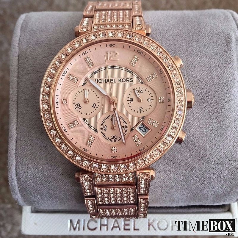  Shop Authentic Michael Kors Uptown Glam Parker Chronograph Rose Gold Dial Steel Strap Watch for Women - MK5663 - Luxxuri